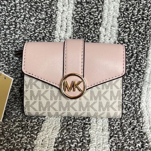 MICHAEL KORS CARMEN MEDIUM LOGO AND FAUX LEATHER WALLET POWDER BLUSH MULTI - Picture 10 of 16